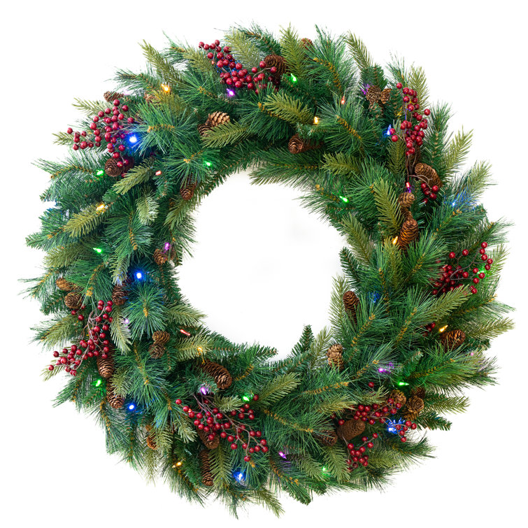 The Holiday Aisle® Faux Lighted Wreath Wayfair